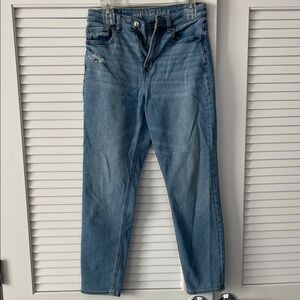 American Eagle Outfitters Mom Jean Washed Light Blue Slim Straight Jeans